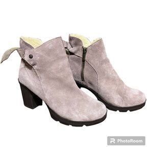 Bearpaw Womens High Heel Boots Cow Suede Wool Blend Sheep Skin Size 9